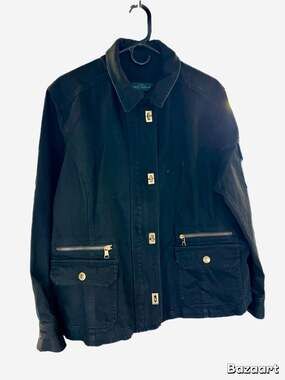 Lauren Ralph Lauren Jeans Co. Black Twill Utility Jacket with Gold Hardware